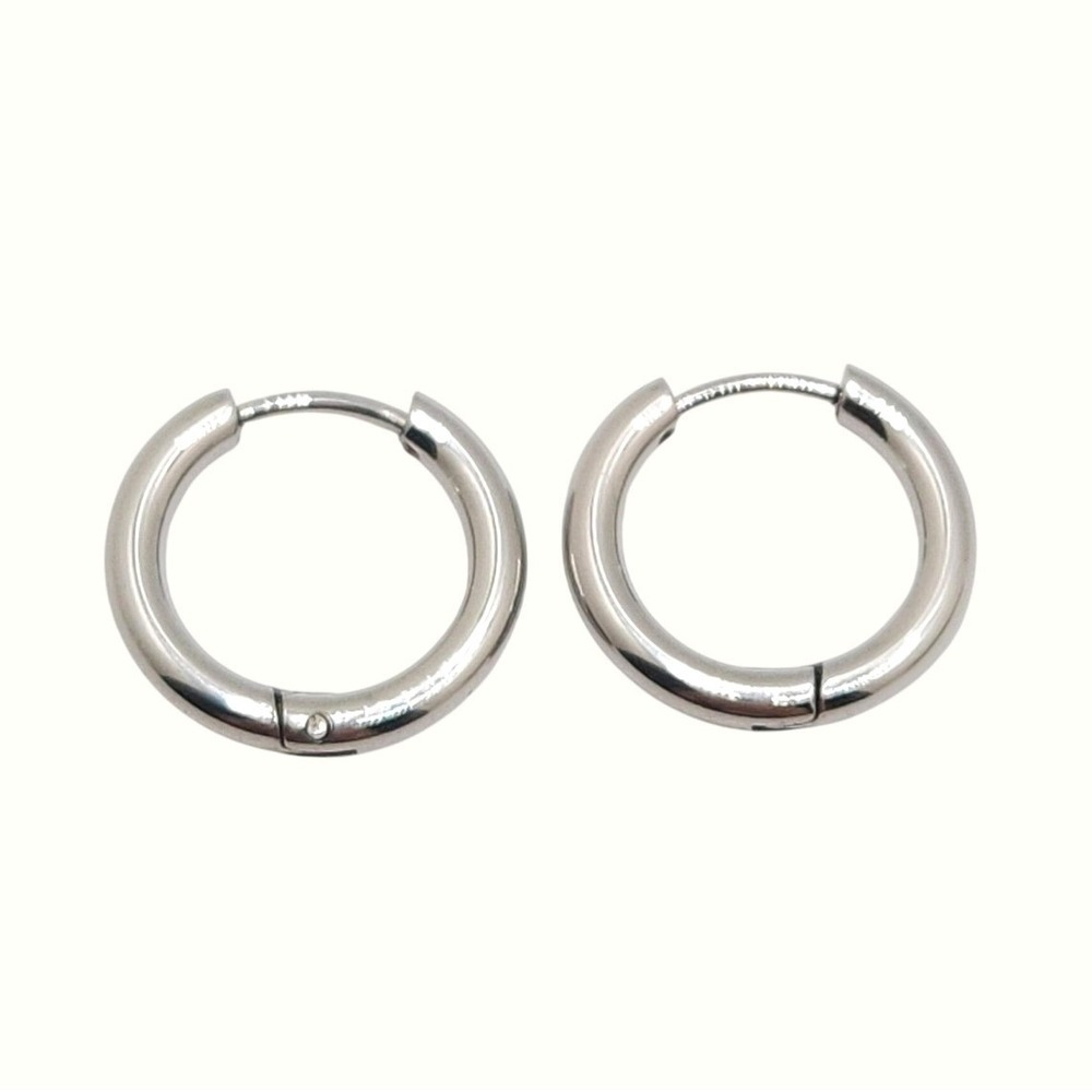 Dainty Hoop Earrings Silver Hypoallergenic Hinged Click Closure 15mm Minimalist